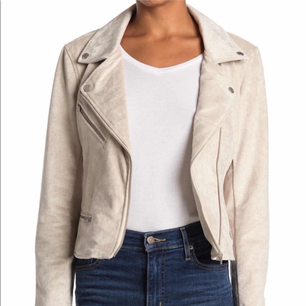BLANK NYC - Cream Suede Moto Jacket